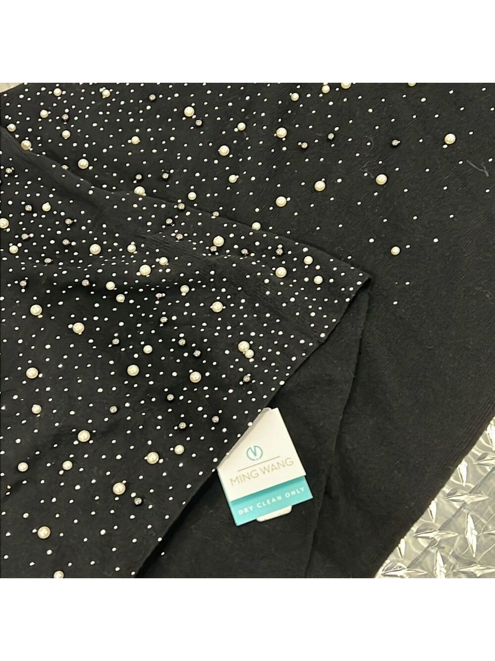 NWT $335 MING WANG
Pearl Beaded Poncho - Soft Cashmere, Black - 0S - Picture 8 of 10